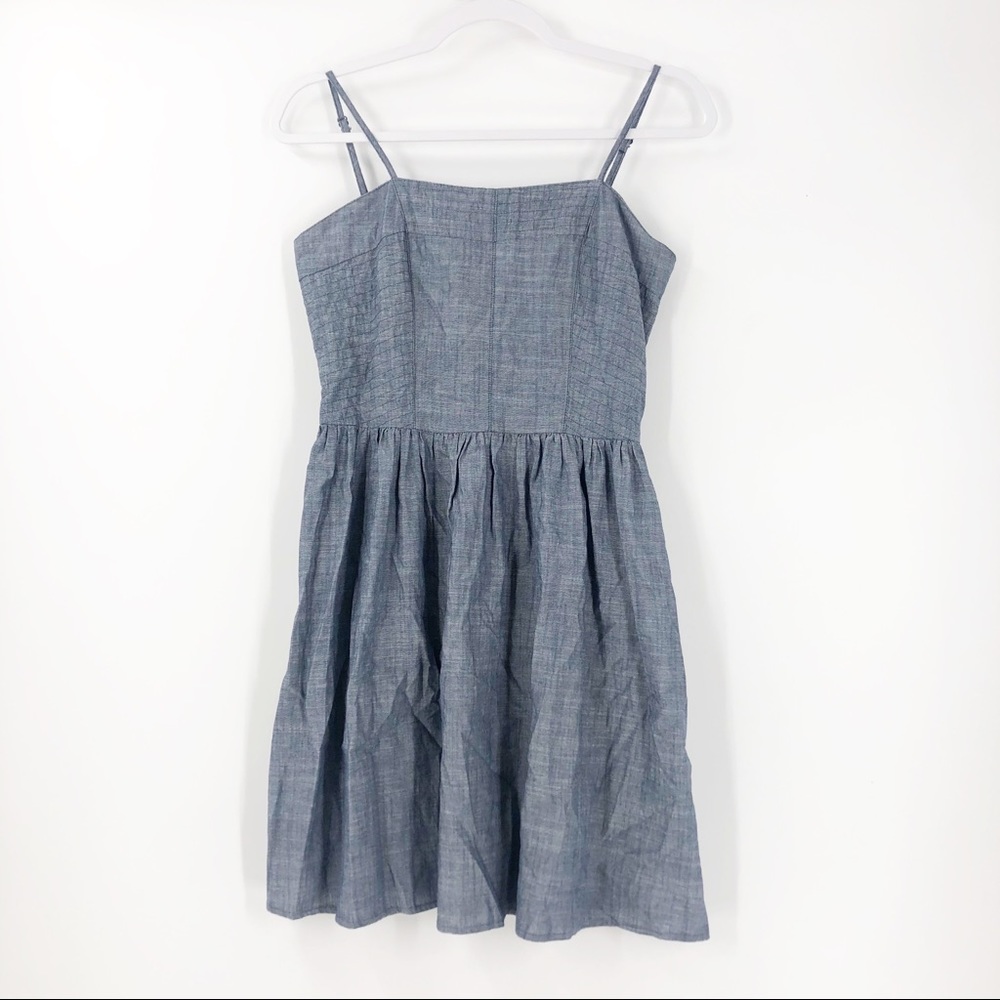 Gap Dark Chambray Sleeveless Ruched Summer Dress 2